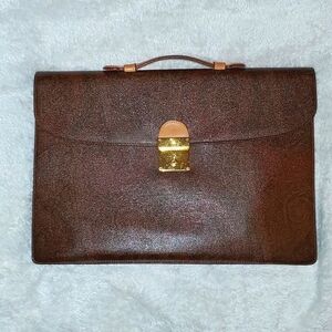 Etro Milano Paisley Bordeaux Briefcase with Lock and Key